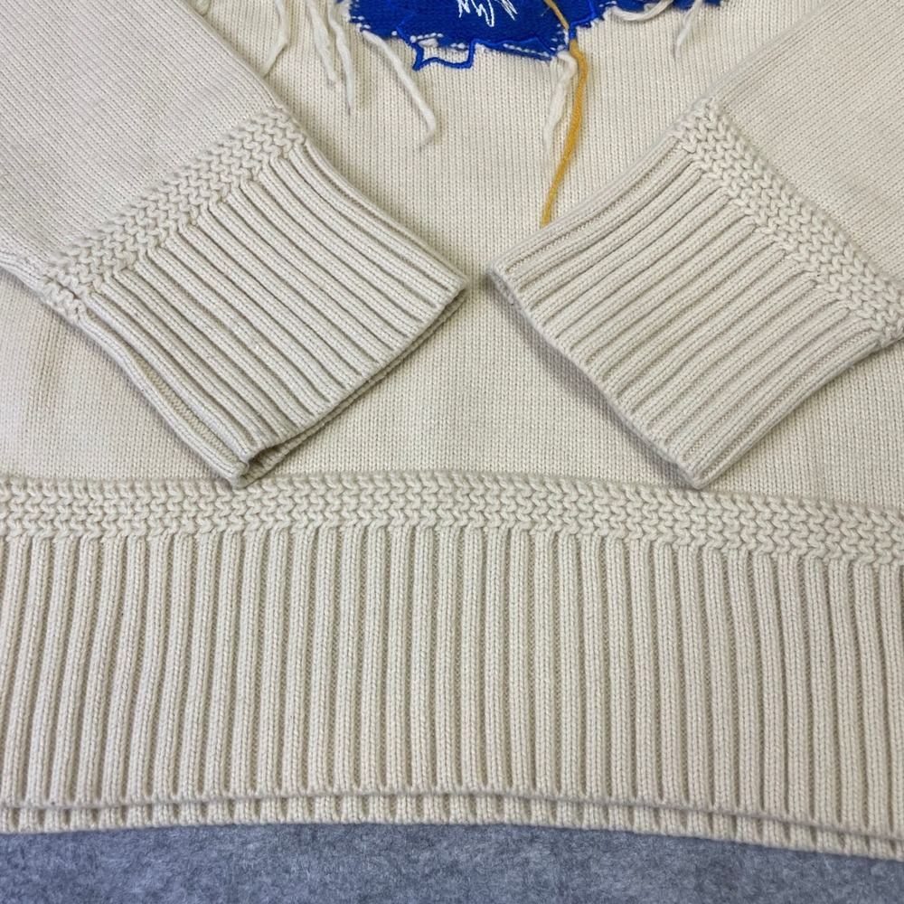 ADER Error Ivory Wool Knit Bluessom Flower Sweater Size A2 FW2020 - Picture 10 of 16